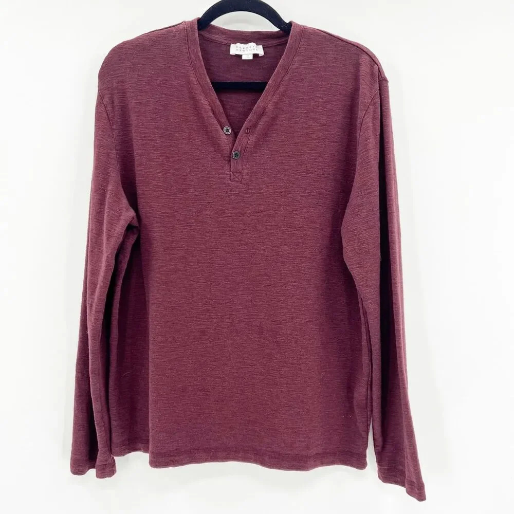 Barneys New York Henley Top Mens Size‎ M Maroon Red Long Sleeve Pullover Casual